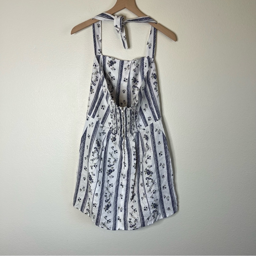 Reformation Linen Floral Striped Halter Dress - Picture 4 of 6
